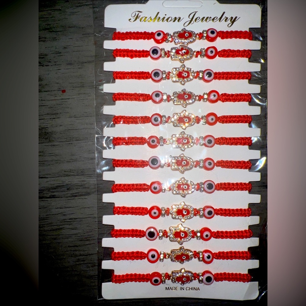 12 Evil Eye Protection String Bracelet Hamsa Hand Of God Pulsera Mal De Ojo
